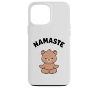 Custodia per iPhone 13 Pro Max Namaste, simpatico orso Kawaii per yoga, senza stress