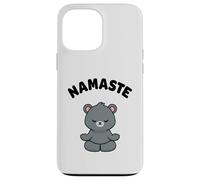 Custodia per iPhone 13 Pro Max Namaste, simpatico orso Kawaii per yoga, senza stress