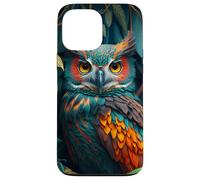 Custodia per iPhone 13 Pro Max Night Horned Owl Nocturnal Spotted Owls Hoot Barn Bird