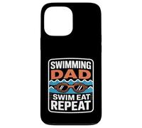 Custodia per iPhone 13 Pro Max Nuoto Papà Nuotare Mangia Ripeti Divertente Piscina