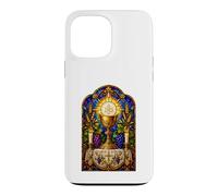 Custodia per iPhone 13 Pro Max Opera d'arte a mosaico gotico cattolico calice ed eucaristia