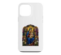 Custodia per iPhone 13 Pro Max Opera d'arte dell'icona cattolica medievale di Mary And Child Angels