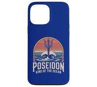 Custodia per iPhone 13 Pro Max Opera d'arte retrò Poseidon King of the Ocean Trident Waves
