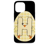 Custodia per iPhone 13 Pro Max Pasqua pulcino lettera H Gingham alfabeto arte