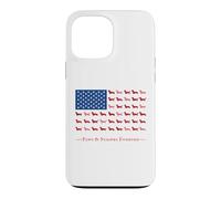 Custodia per iPhone 13 Pro Max Paws Stripes 4th July Flag Black Long Haired Dachshund Lover