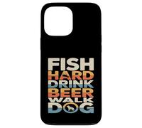 Custodia per iPhone 13 Pro Max Pesce Hard Drink Birra Passeggiata Cane Pesca Divertente