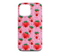 Custodia per iPhone 13 Pro Max Preppy Spring Coquette Fragola Archi Modello San Valentino