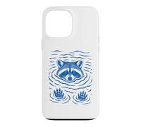 Custodia per iPhone 13 Pro Max Raccoon Bath Water Swimming Ripples Cute Raccoon Face