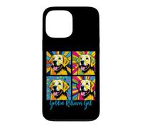 Custodia per iPhone 13 Pro Max Ragazza Golden Retriever in stile pop art