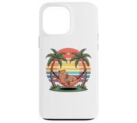 Custodia per iPhone 13 Pro Max Relaxing capybara, Sunset, Palm tree, Summer capy vacation