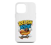 Custodia per iPhone 13 Pro Max Relish The Ride - Divertente skateboarder con hot dog
