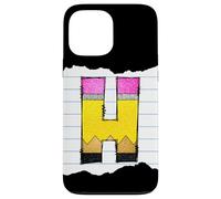 Custodia per iPhone 13 Pro Max Retro matita lettera H scuola alfabeto grafico