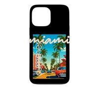 Custodia per iPhone 13 Pro Max Retro Miami Summer Palm Tree Street Classic Car Graphic