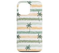 Custodia per iPhone 13 Pro Max Retro Palm Tree Pattern Design Beach Tan Verde Bianco
