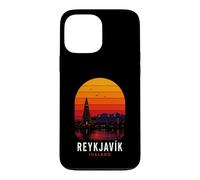Custodia per iPhone 13 Pro Max Reykjavik Islanda Retro Nordic Northern Lights Montagne Sci