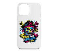 Custodia per iPhone 13 Pro Max Ride The Storm, Pirate Skull Storm Adventure Graphic