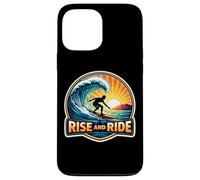 Custodia per iPhone 13 Pro Max Rise And Ride Surfer Mattina Surf Tavola da Surf Citazione Vintage