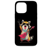 Custodia per iPhone 13 Pro Max Rockstar Raccoon Rocker - Chitarra volante rosa