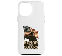 Custodia per iPhone 13 Pro Max Sagoma e bandiera patriottica 'Honor the Colors' Saluting
