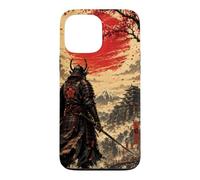 Custodia per iPhone 13 Pro Max Samurai all'alba sotto il sole cremisi