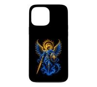 Custodia per iPhone 13 Pro Max San Michele Blu Celeste Angelo Spada Scudo Arte Sacra