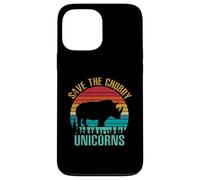 Custodia per iPhone 13 Pro Max Save the paffuto unicorni vintage divertente rinoceronte animale