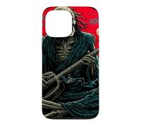 Custodia per iPhone 13 Pro Max Scheletro Chitarrista Onda Giapponese Red Moon Dark Rock Art