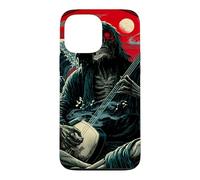Custodia per iPhone 13 Pro Max Scheletro Chitarrista Onda Giapponese Red Moon Dark Rock Art