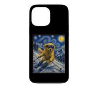 Custodia per iPhone 13 Pro Max Sci Golden Retriever Art Sciatore Cane su Ski Hill