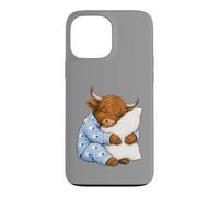 Custodia per iPhone 13 Pro Max Scottish Highland mucca che dorme in pigiama carino sonno