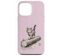Custodia per iPhone 13 Pro Max Scribble gattino su un ceppo