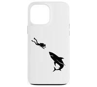 Custodia per iPhone 13 Pro Max Scuba Diver Shark Incontro Mare Esplorazione Ocean Life Diving