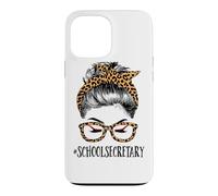 Custodia per iPhone 13 Pro Max Scuola Segretaria Vita Donna Disordinato Panino Divertente Leopardo