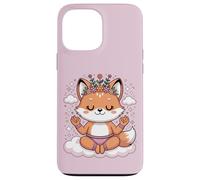 Custodia per iPhone 13 Pro Max Simpatica volpe da yoga, motivo: Lotus Pose, motivo mandala per la consapevolezza