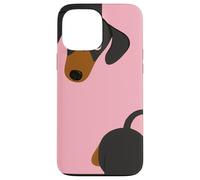 Custodia per iPhone 13 Pro Max Simpatico bassotto Peekaboo | Pink Minimal Dog Art