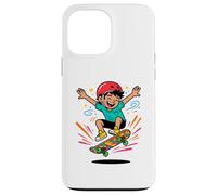 Custodia per iPhone 13 Pro Max Skateboard Kid Cartoon Ollie Fun Pattinaggio