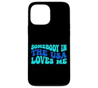 Custodia per iPhone 13 Pro Max Somebody in The USA Loves Me Modern Boho Vibe