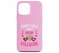 Custodia per iPhone 13 Pro Max Sorry Girls Mommy Is My Valentine Hearts leopardo e plaid