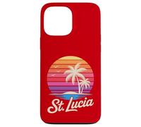 Custodia per iPhone 13 Pro Max St Lucia Caraibi Vacanza Retro anni '80 Tropicale