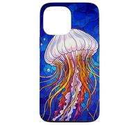 Custodia per iPhone 13 Pro Max Stained Glass Jellyfish Mosaic Art Ocean Creature