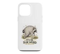 Custodia per iPhone 13 Pro Max Stay Weird Timothys Curious Raccoon Design Divertente Citazione