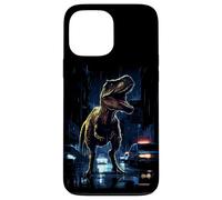 Custodia per iPhone 13 Pro Max T-Rex Dinosaur Roaring City at Night Graphic Design Japanese
