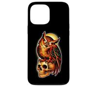Custodia per iPhone 13 Pro Max Tatuaggio Mystic Owl Skull Full Moon - Design estetico scuro