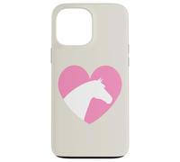 Custodia per iPhone 13 Pro Max Testa di cavallo con cuore rosa, per equitazione e cowgirl, estetica occidentale