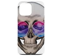 Custodia per iPhone 13 Pro Max Testa di teschio umano retrò con occhiali da sole stile psichedelico