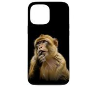 Custodia per iPhone 13 Pro Max Thinking Monkey Funny Meme Carino Primate Focus Opera D'arte