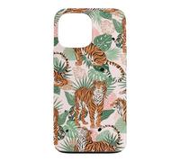 Custodia per iPhone 13 Pro Max Tiger in Tropical Palms Safari Theme