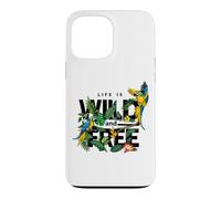 Custodia per iPhone 13 Pro Max Tropical Macaw Parrots Jungle Nature Bird Design Life Quotes
