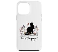 Custodia per iPhone 13 Pro Max Turn the Page Books & Cats Black Cat Women Floral Book Lover