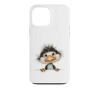 Custodia per iPhone 13 Pro Max Uccello birichino curioso che sbircia carino animale arte